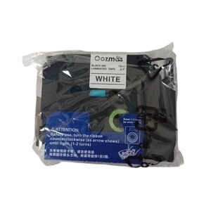 Label Maker Tape 18mm (4 Pack) Laminated White -Black Ink -0.7 NEW -Oozmas